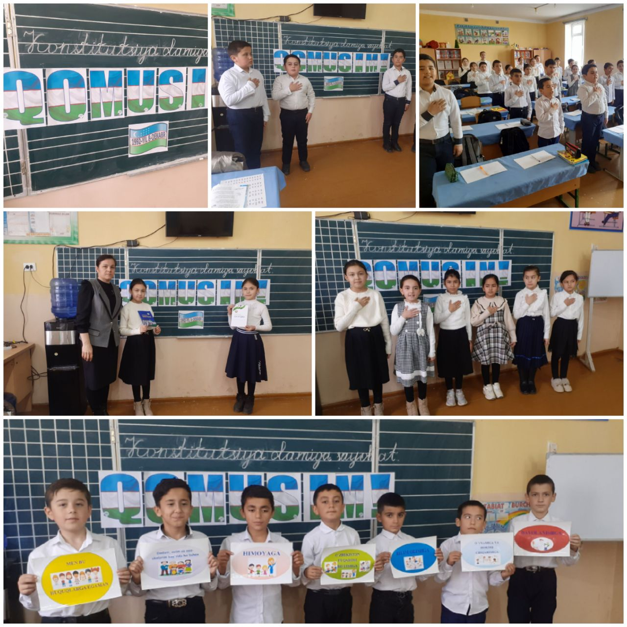 Xorazm viloyati Xonqa tumani 28-son maktab 4-b sinfida "Konstitutsiya" haftaligi doirasida "Konstitutsiya olamiga sayohat"  mavzusida davra suhbati tashkil qilindi.